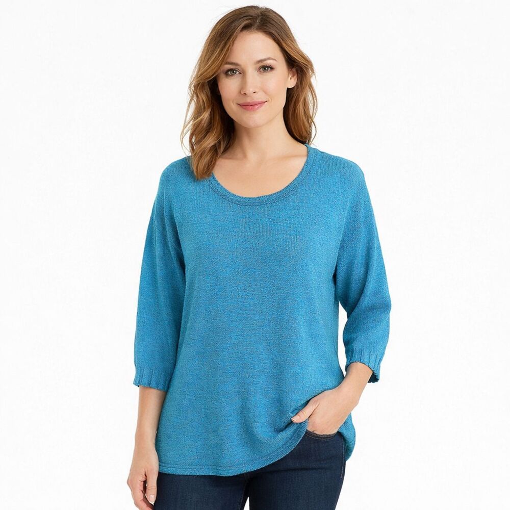Chico’s Sweater Size 1 (8) Turquoise Blue Knit